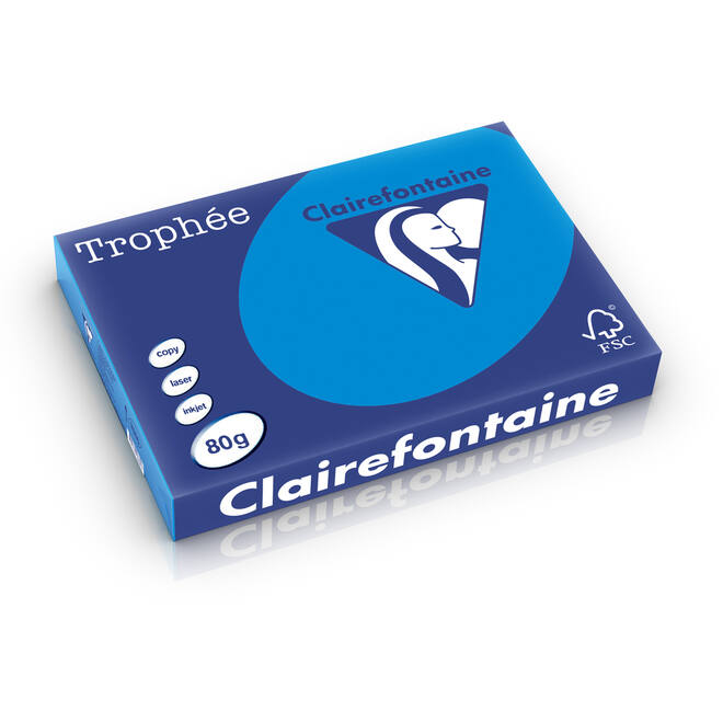 Kopieerpapier A3  diepblauw/cariben FSC houtvrij 500 vel, 80 grs.